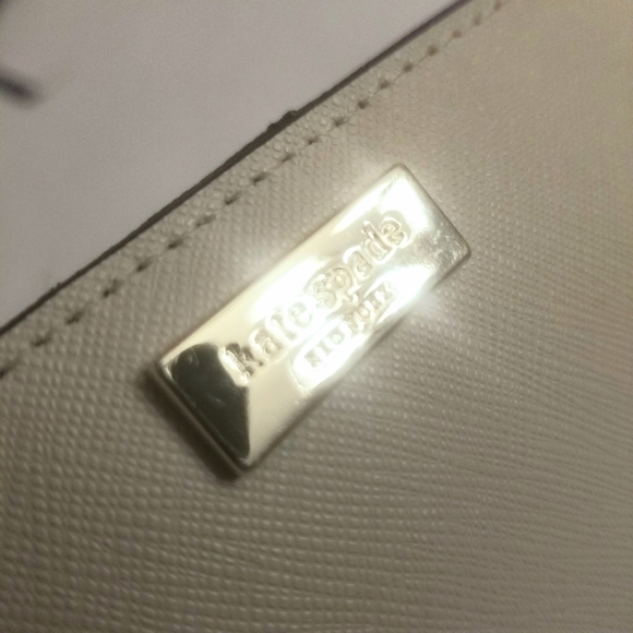 Kate Spade Stacy Laurel Way Crosshatch Leather Wallet Soft Porcelain And Black - Picture 4 of 7